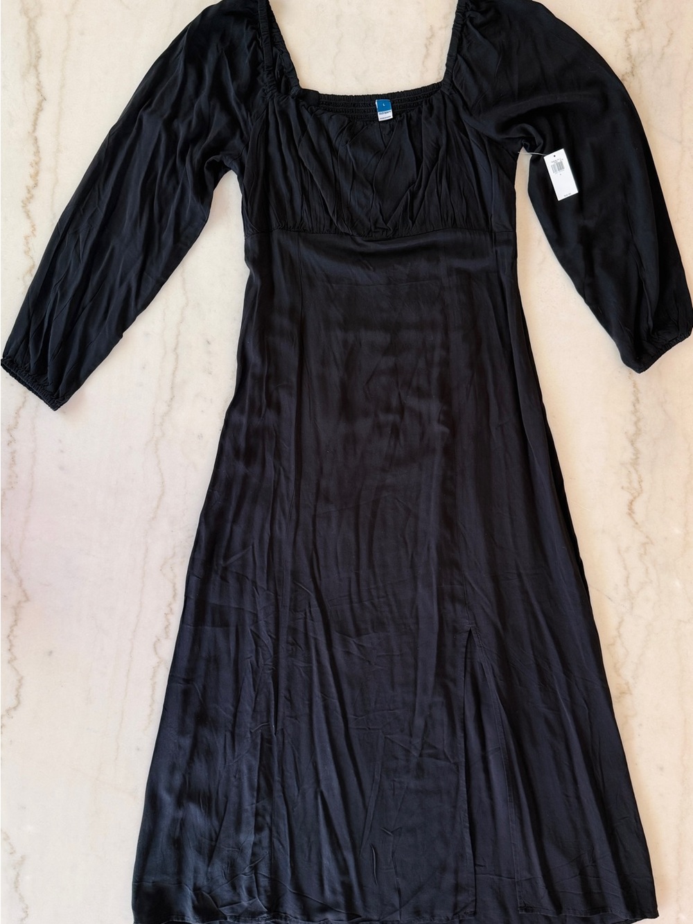 Old Navy Black Long Sleeve Midi Dress with Square Neck